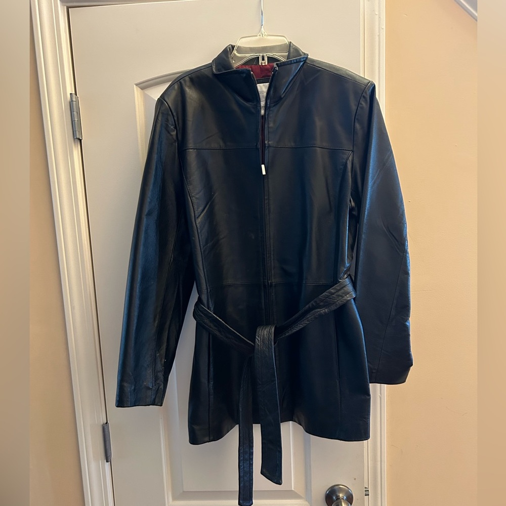 Worthington Black Leather Women's Jacket with Belt